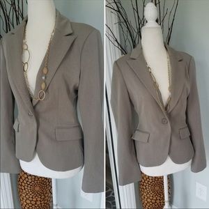 Express fitted taupe one button blazer 4